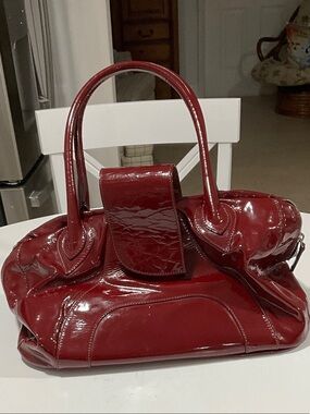 bebe Red Patent Leather Top-Handle Shoulder Bag
